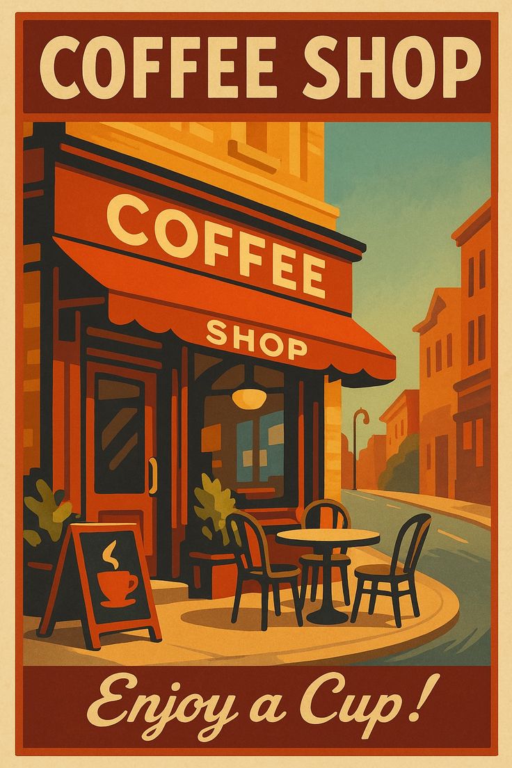 Coffee shop vintage Poster