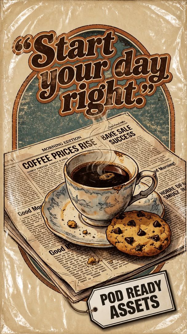Coffee with Newspaper Poster