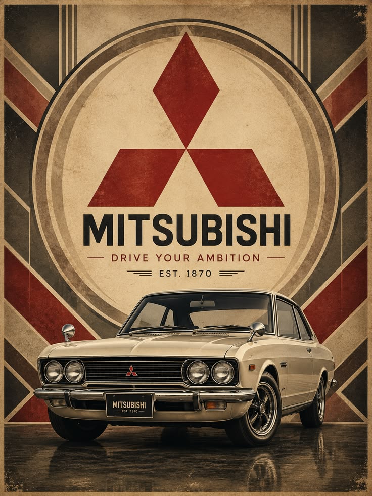 Mitsubishi White car Poster