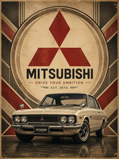 Mitsubishi White car Poster