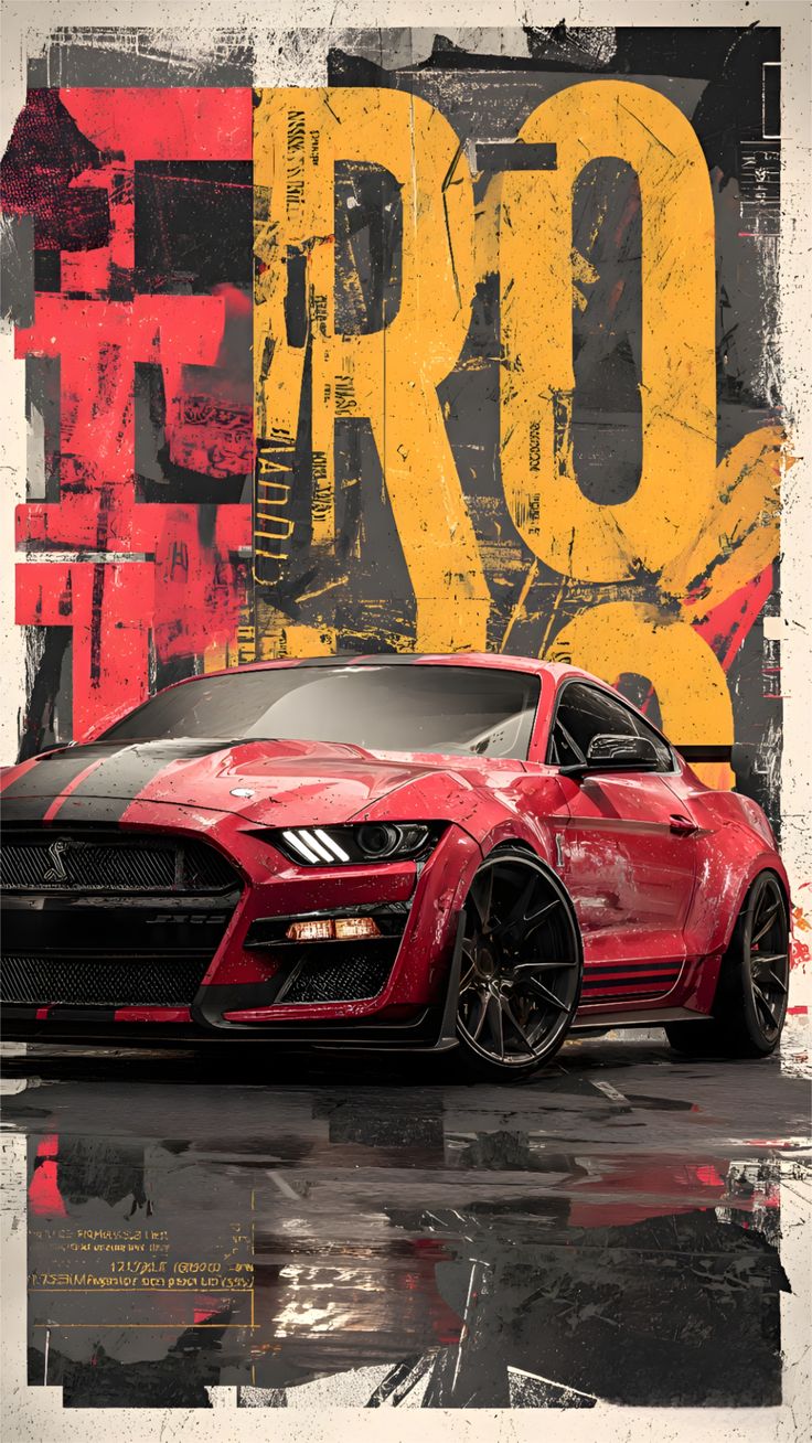 Red Color Car Poster