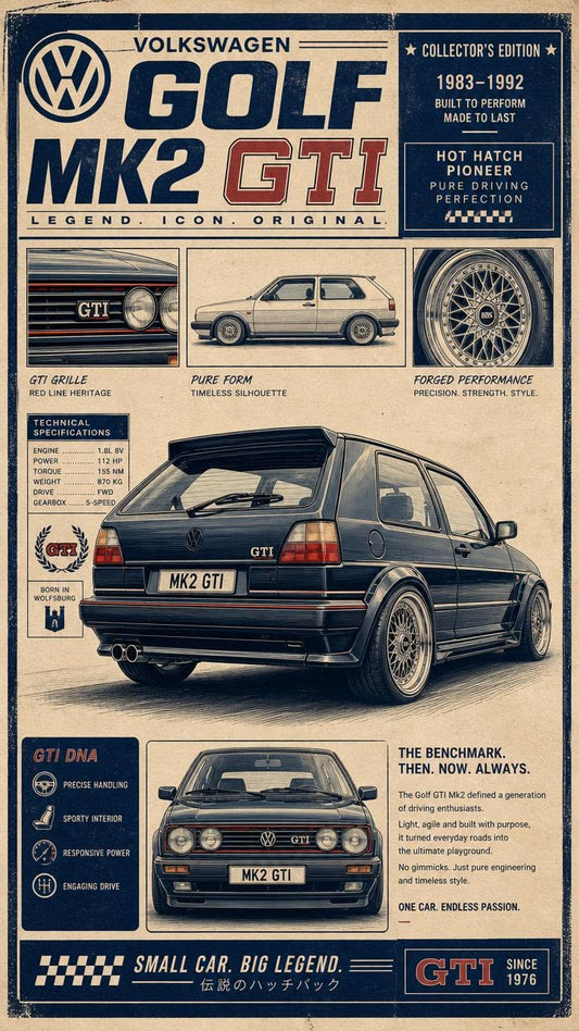Volks Wagon Golf mk2 GTI Poster