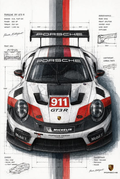 Porsche 911  GT3R Poster
