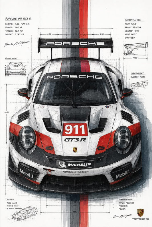 Porsche 911  GT3R Poster