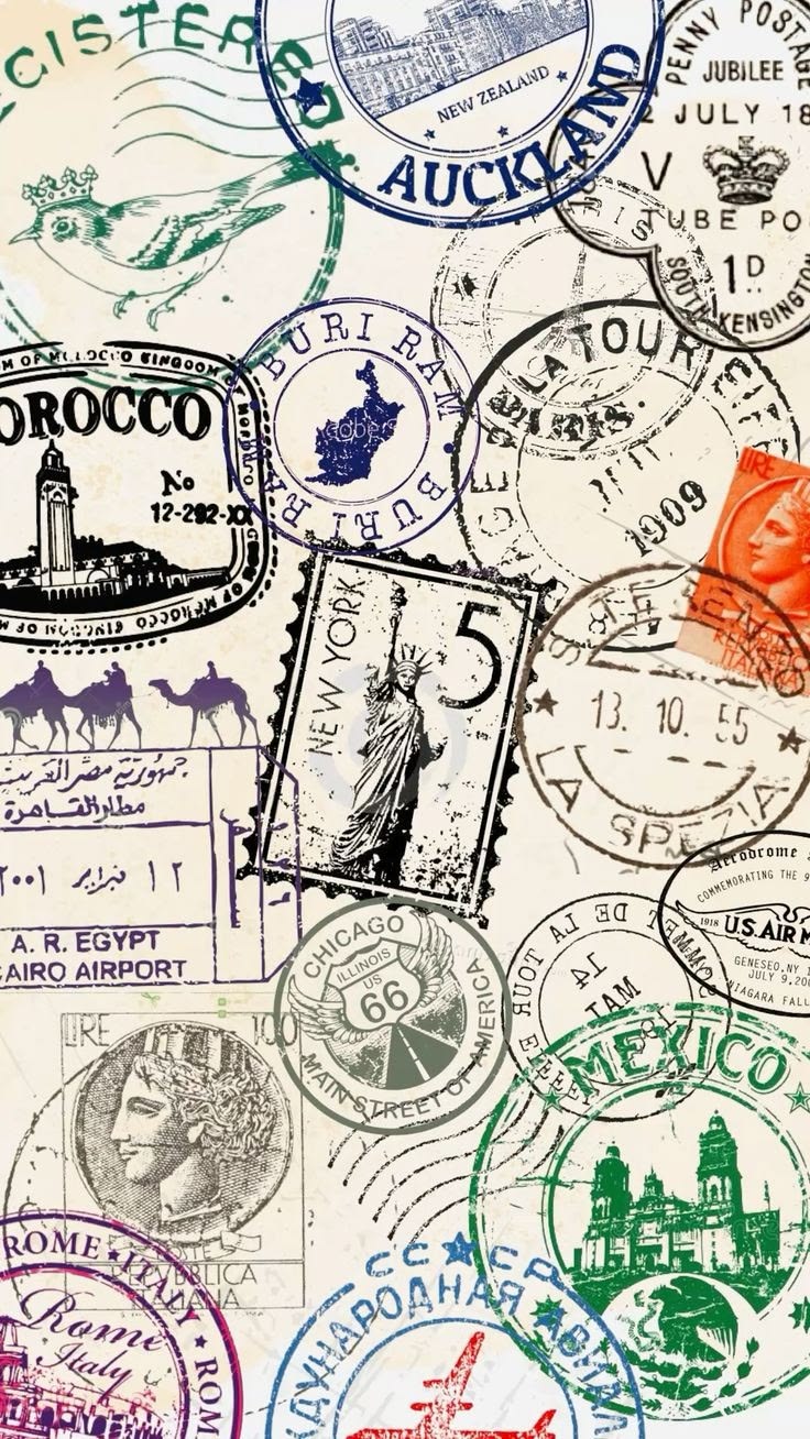 World Travel Stamps Poster