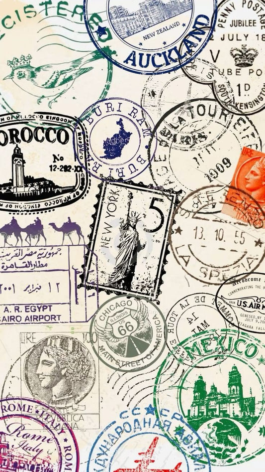World Travel Stamps Poster
