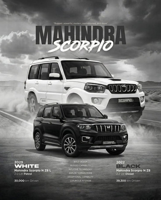 Mahindra scorpio Black and white Poster