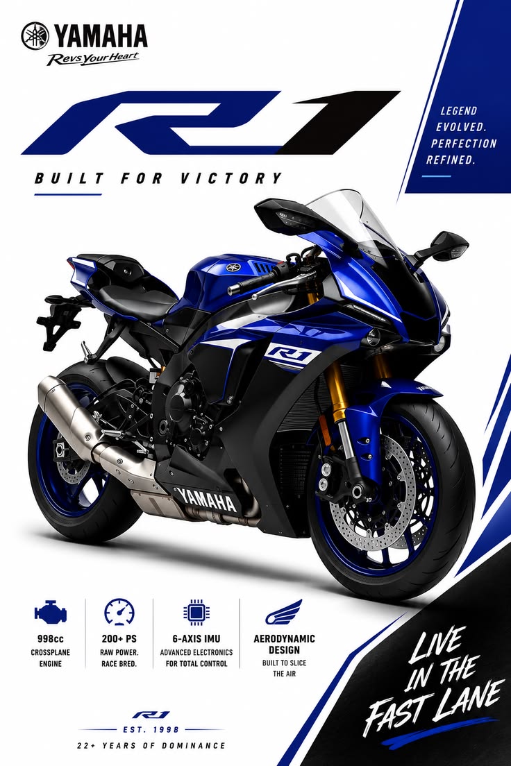 Yamaha R1 Blue Poster