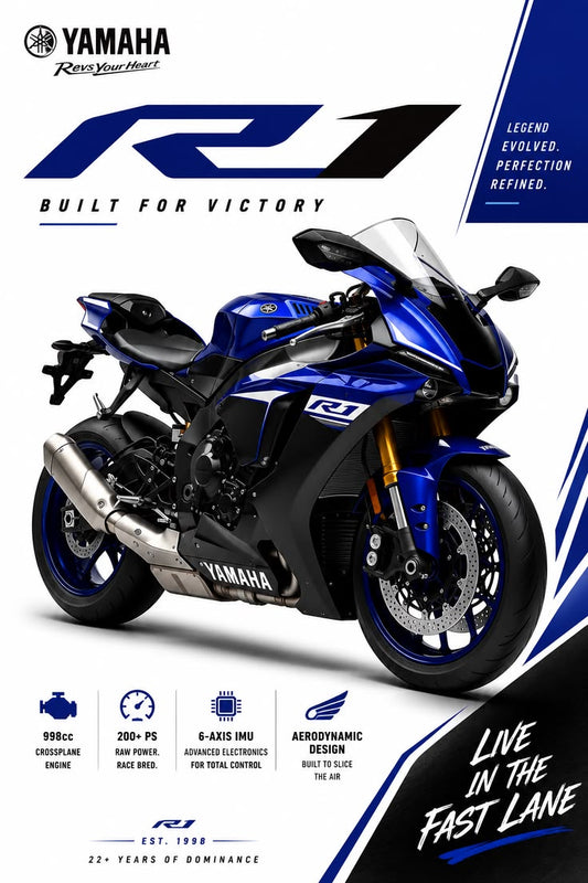 Yamaha R1 Blue Poster