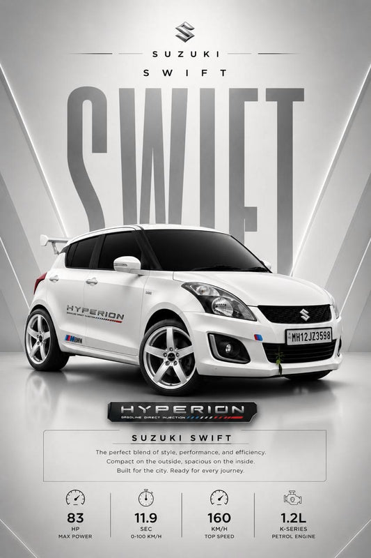 Suzuki Swift Hyperion White Poster
