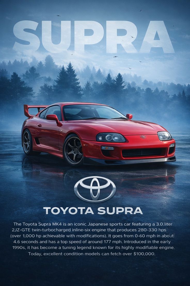 Toyota Supra RED Poster