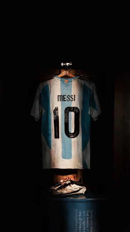 Messi 10 Hanged Jersey with boots Poster