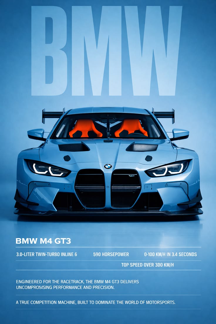 BMW M4 GT3 Specs Poster