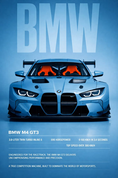 BMW M4 GT3 Specs Poster