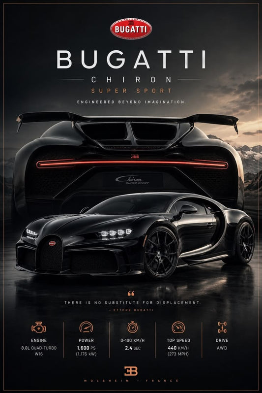 Bugatti Black specs Poster