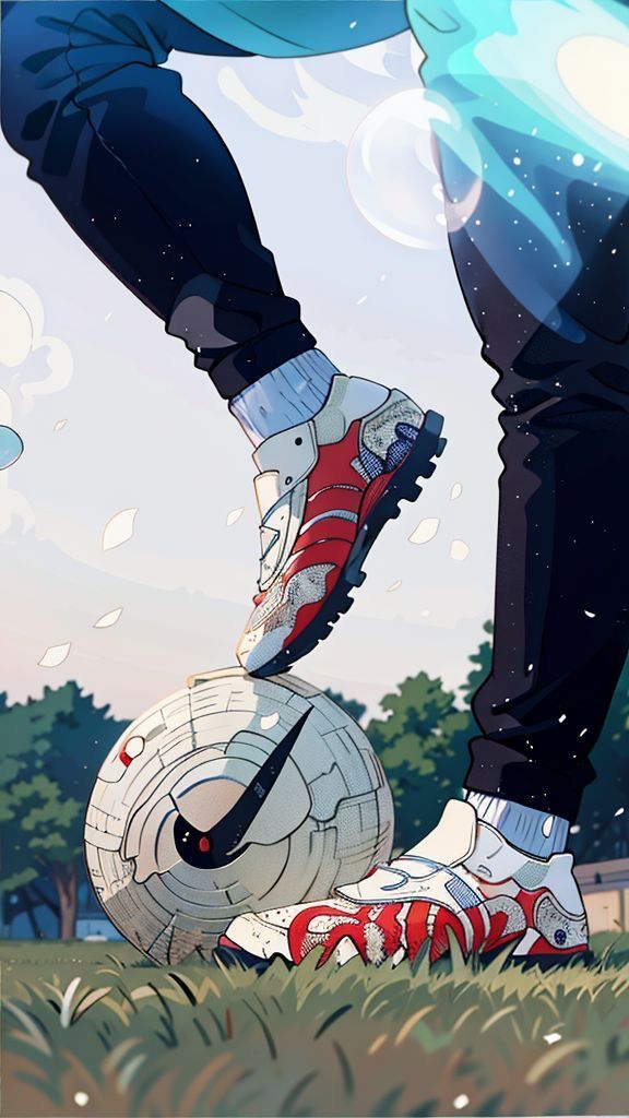 Nike Football holding in his foot Cartoon poster