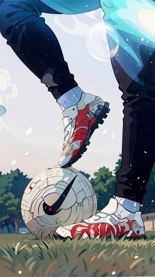 Nike Football holding in his foot Cartoon poster