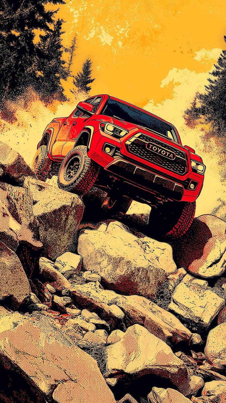Toyota Red color Cartoon Poster