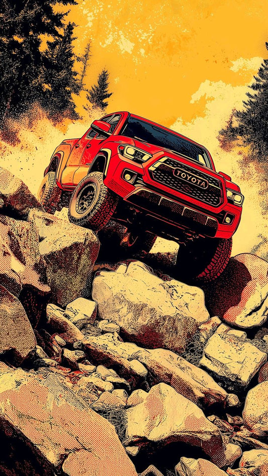 Toyota Red color Cartoon Poster