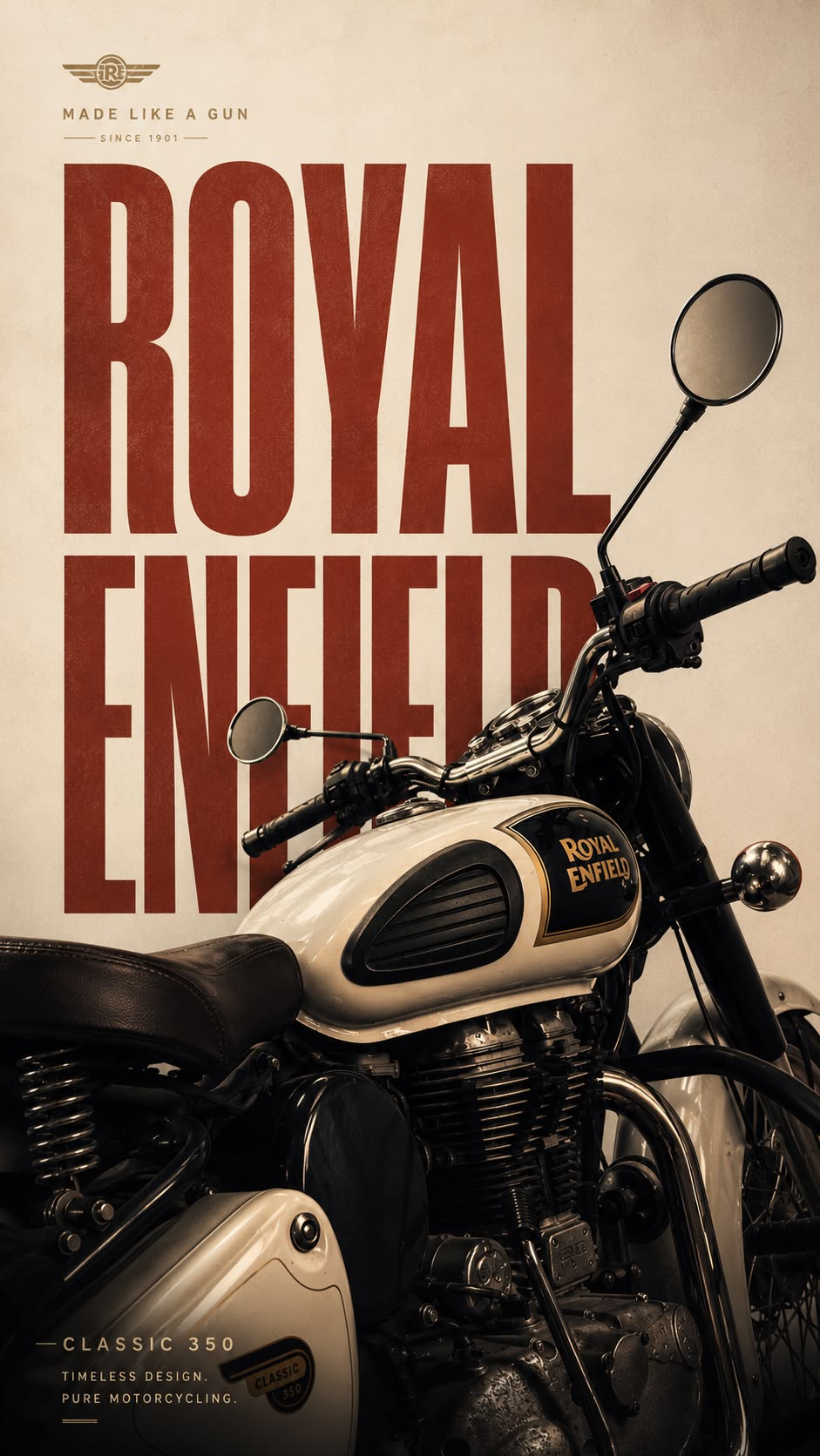 Royal Enfiled classic 350 White color Poster