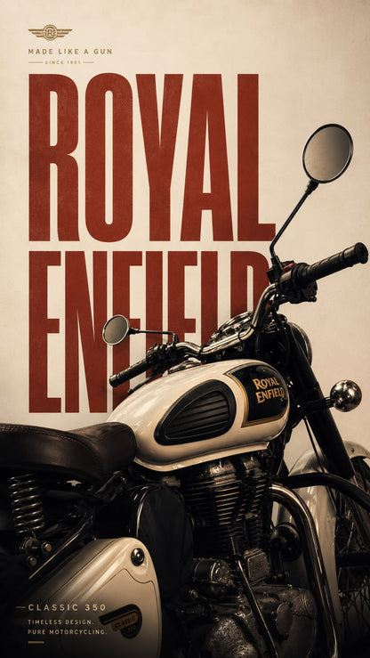 Royal Enfiled classic 350 White color Poster