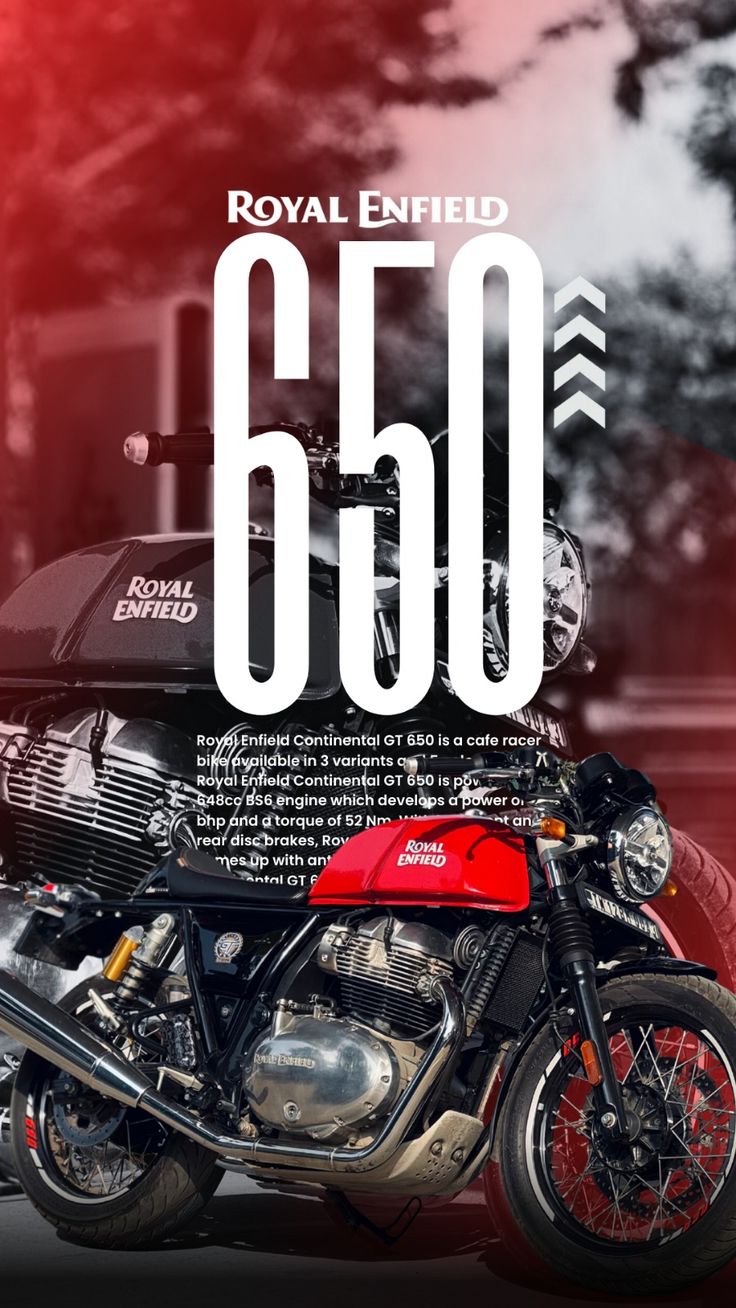 Royal enfiled GT 650 Red Color Poster