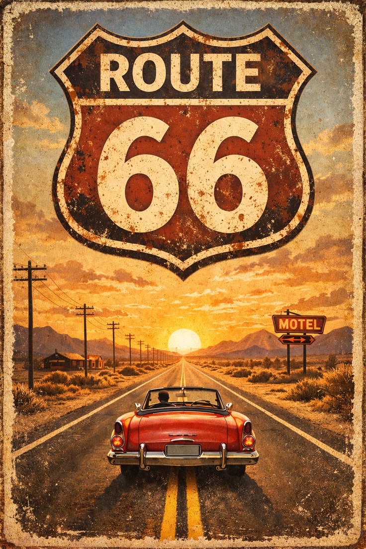 Route 66 Vintage Poster