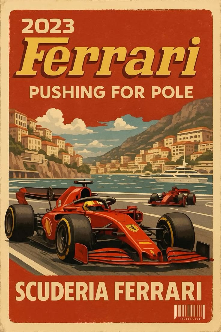 Ferrari 2023 pusing for pole Vintage Poster