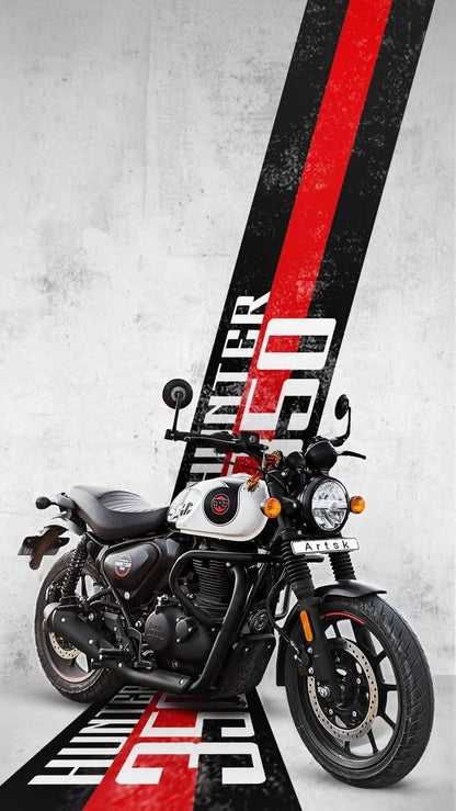 White Royal Enfield Hunter 350 Poster